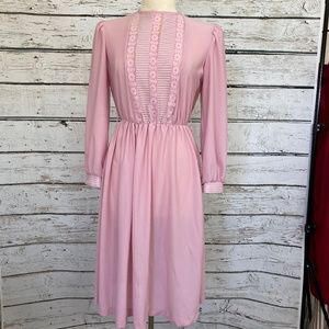Vintage Cathy Sue Dusty Rose Midi Dress No Size tag (see measurments)